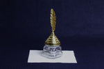 Load image into Gallery viewer, Glass inkwell for Arabic calligraphy with brass plated decorative lid
