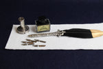 Load image into Gallery viewer, Medium feather quill set for Arabic calligraphy black gold
