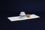 Load image into Gallery viewer, Small, white and blue ceramic inkwell with cork stopper (model 2)
