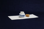 Load image into Gallery viewer, Small, white and blue ceramic inkwell with cork stopper (model 6)
