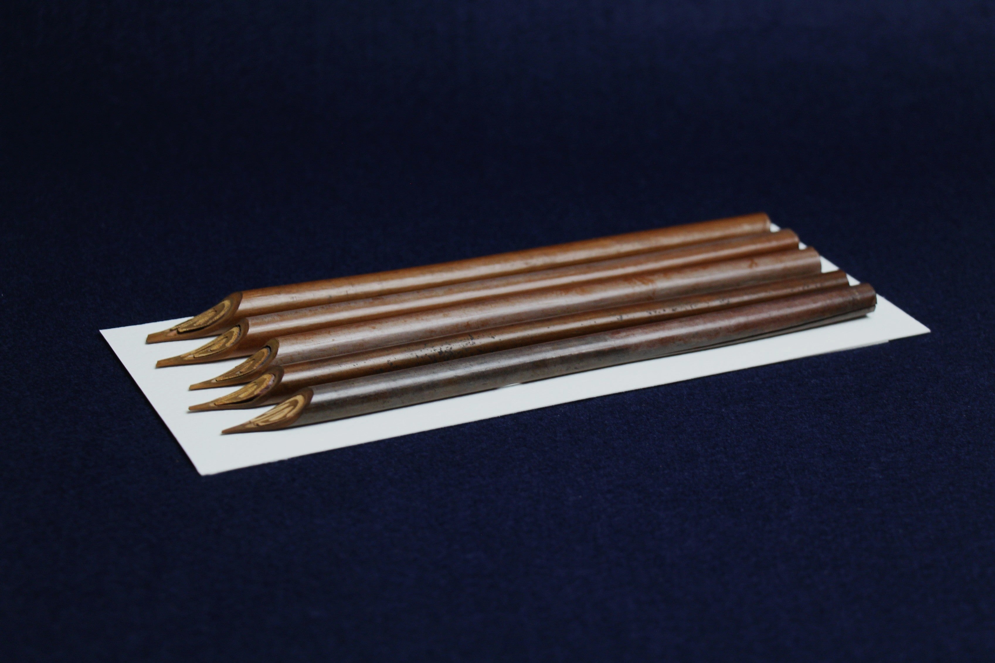 Set of 5 handam qalams for Arabic calligraphy. Dip pens with left oblique nib