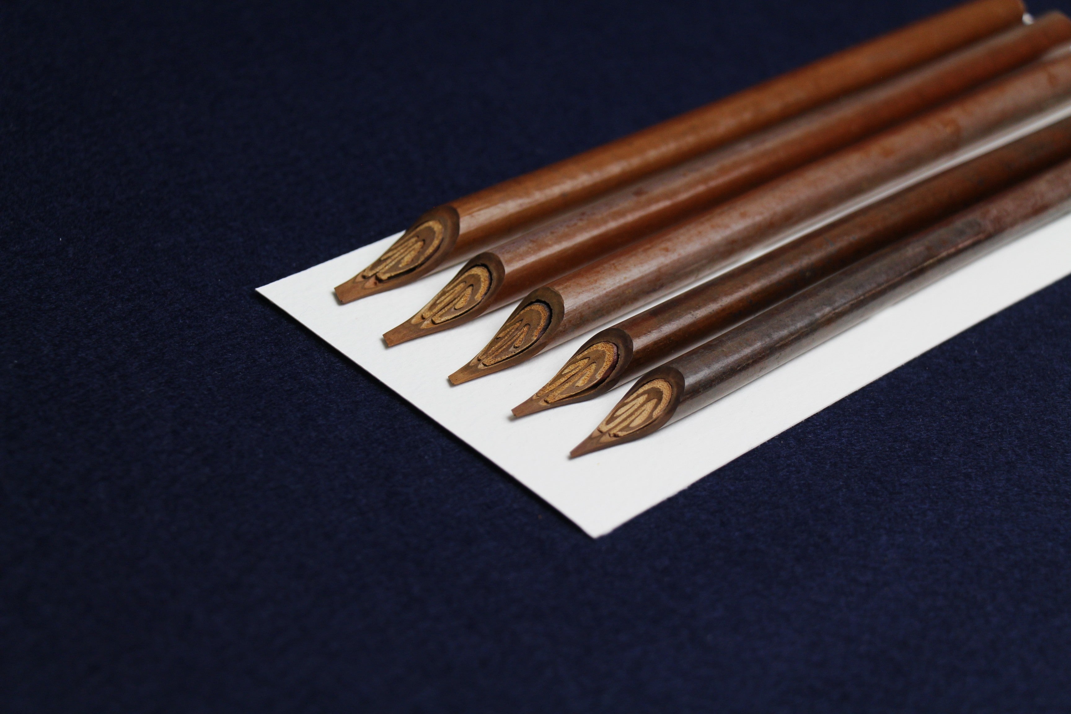Set of 5 handam qalams for Arabic calligraphy. Dip pens with left oblique nib