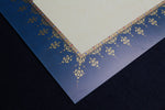 Load image into Gallery viewer, Loose sheets of paper with illuminated borders - pattern no. 15, for Arabic calligraphy, gold, blue
