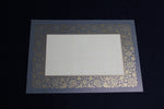 Load image into Gallery viewer, Loose sheets of paper with illuminated borders - pattern no. 14, for Arabic calligraphy, grey, gold border
