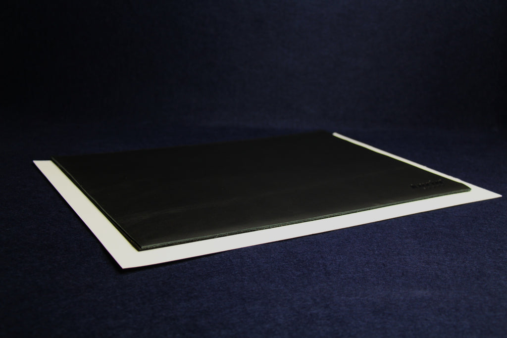 Leather writing mat with backing: 40 x 30 cm - black