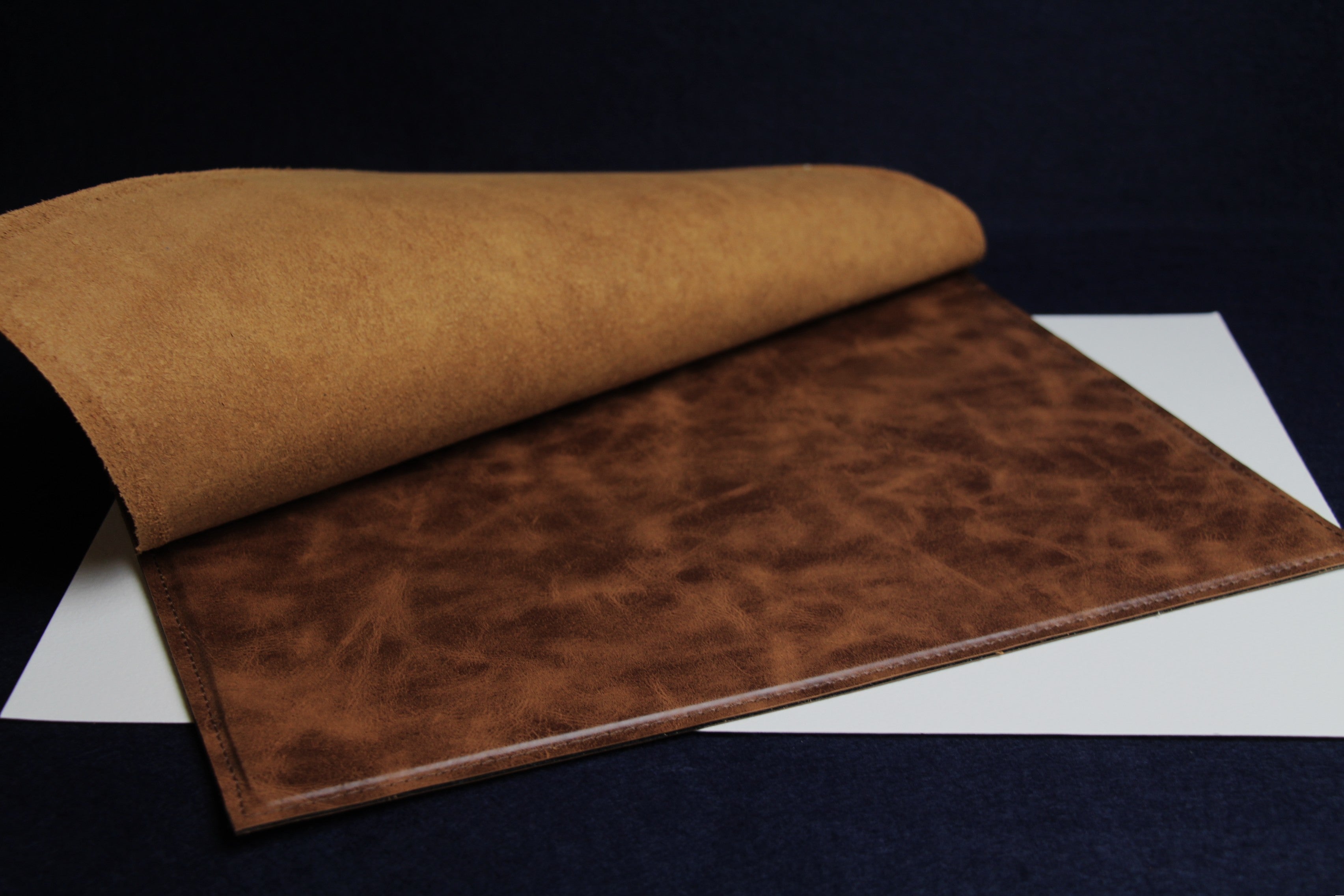 Leather writing mat with backing: 40 x 30 cm - tan