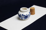 Load image into Gallery viewer, Small, white and blue ceramic inkwell with cork stopper (model 3)

