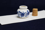 Load image into Gallery viewer, Small, white and blue ceramic inkwell with cork stopper (model 3)
