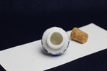 Load image into Gallery viewer, Small, white and blue ceramic inkwell with cork stopper (model 4)
