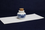 Load image into Gallery viewer, Small, white and blue ceramic inkwell with cork stopper (model 5)
