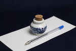 Load image into Gallery viewer, Small, white and blue ceramic inkwell with cork stopper (model 5)
