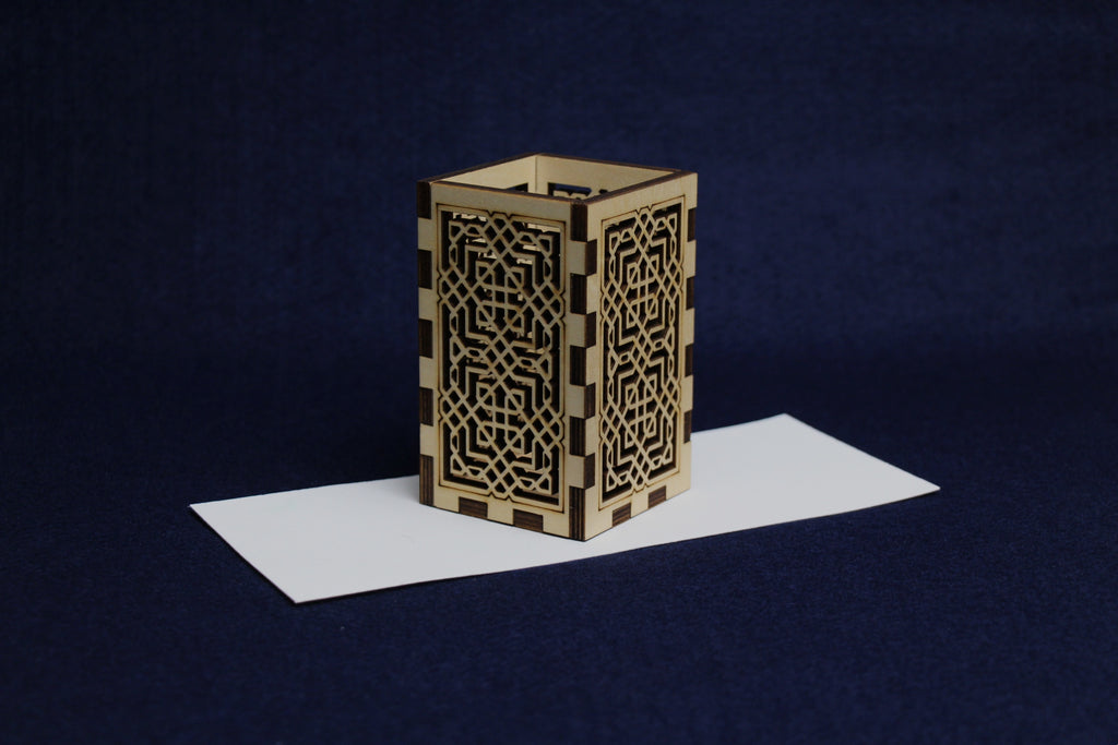 Light weight, laser cut wooden pen stand