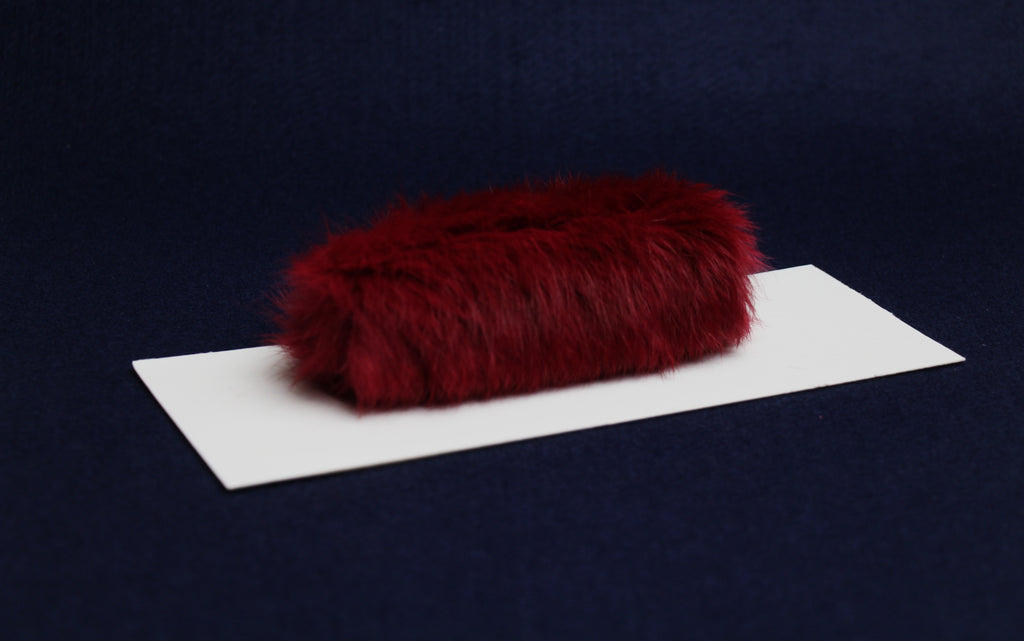 Natural tanned rabbit skin hand pad - dark red