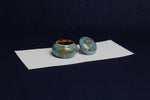 Load image into Gallery viewer, Small ceramic inkwell with twist-and-seal lid: teal marble
