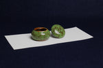 Load image into Gallery viewer, Small ceramic inkwell with twist-and-seal lid: dark sage green marble, for Arabic calligraphy
