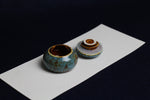 Load image into Gallery viewer, Small ceramic inkwell with twist-and-seal lid: teal marble

