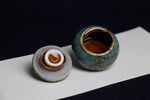 Load image into Gallery viewer, Small ceramic inkwell with twist-and-seal lid: teal marble
