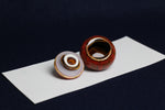 Load image into Gallery viewer, Small ceramic inkwell with twist-and-seal lid: red marble, for Arabic calligraphy
