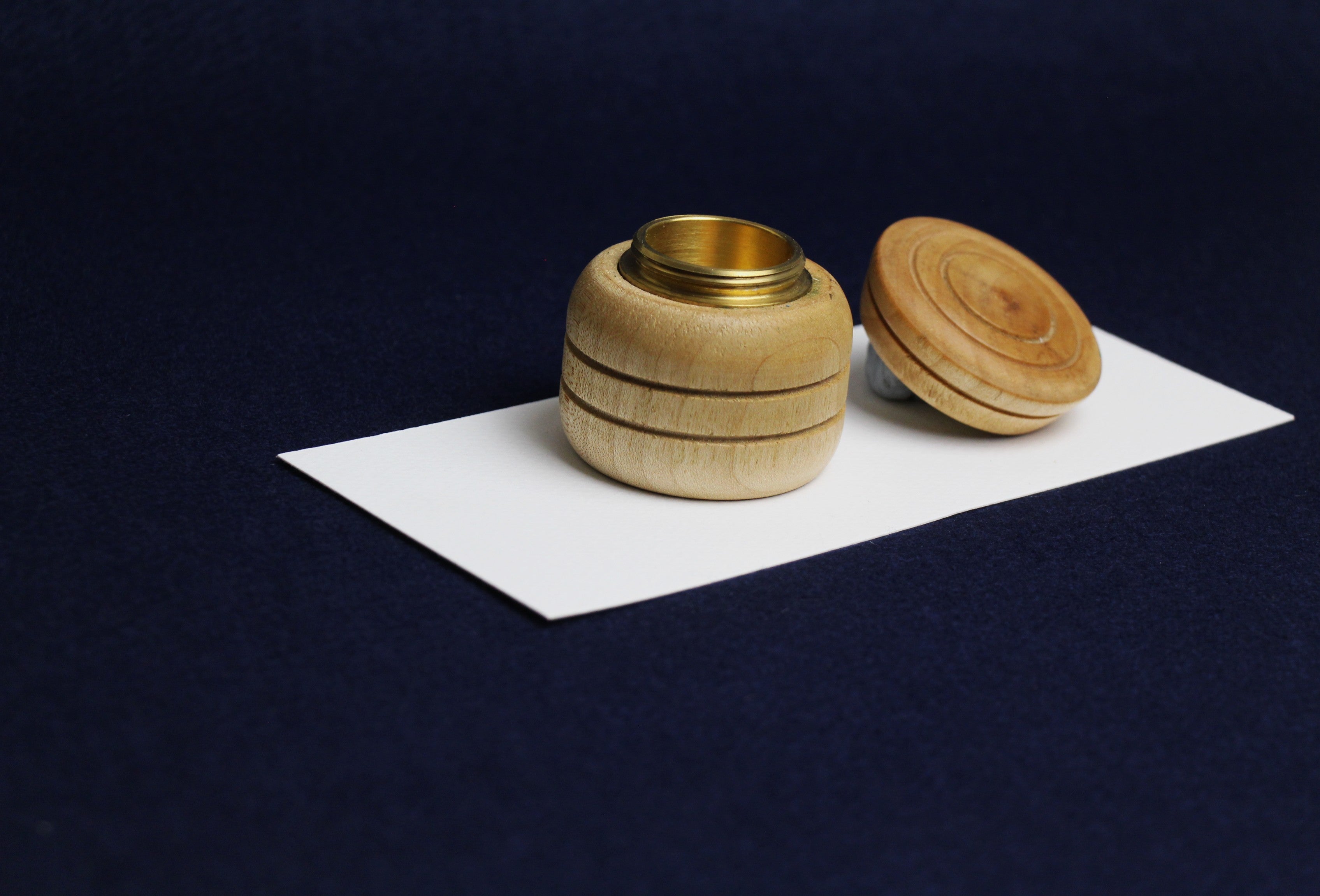 Heavy, luxury hand-turned wooden inkwells - plane tree