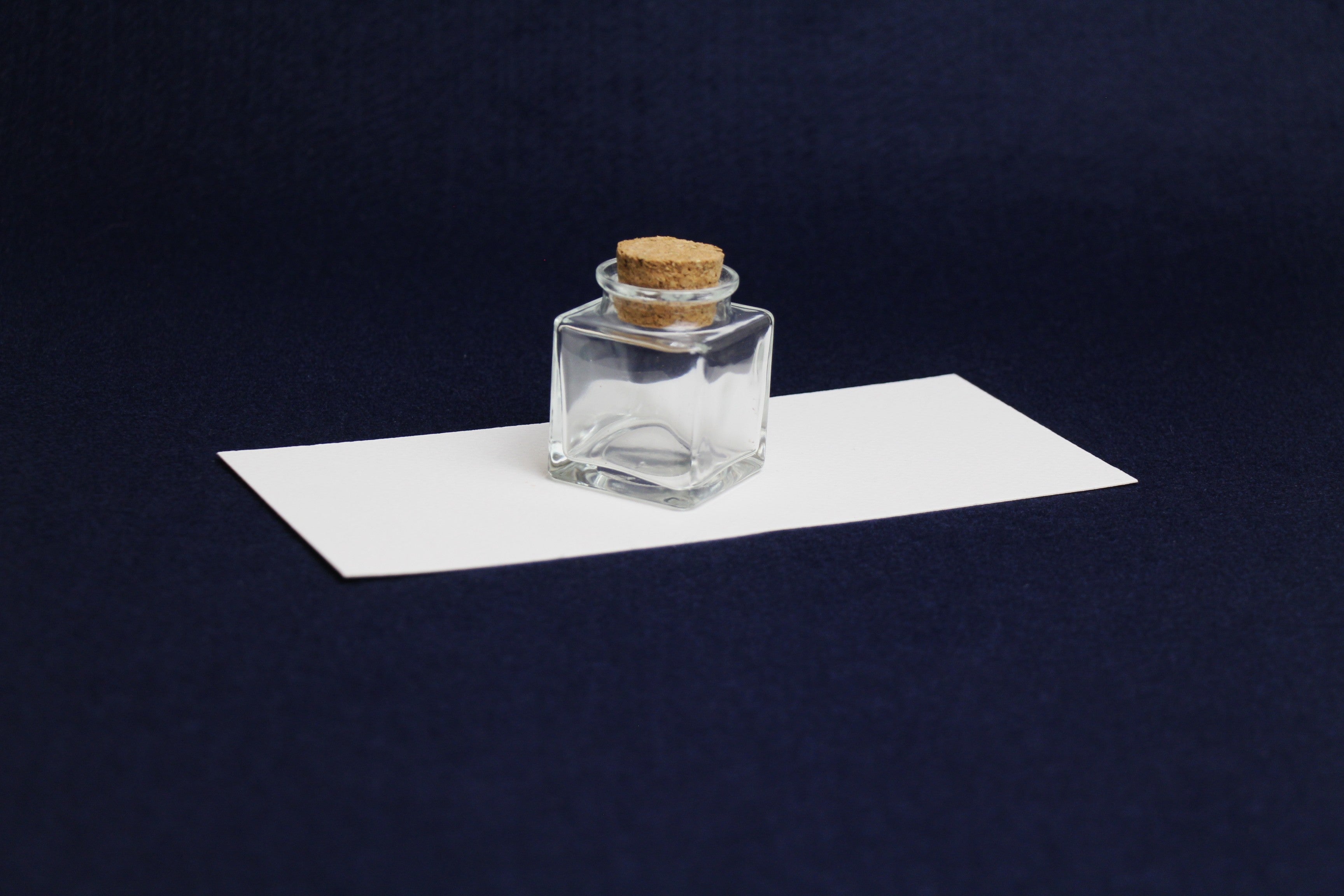 Square glass inkwell with cork stopper