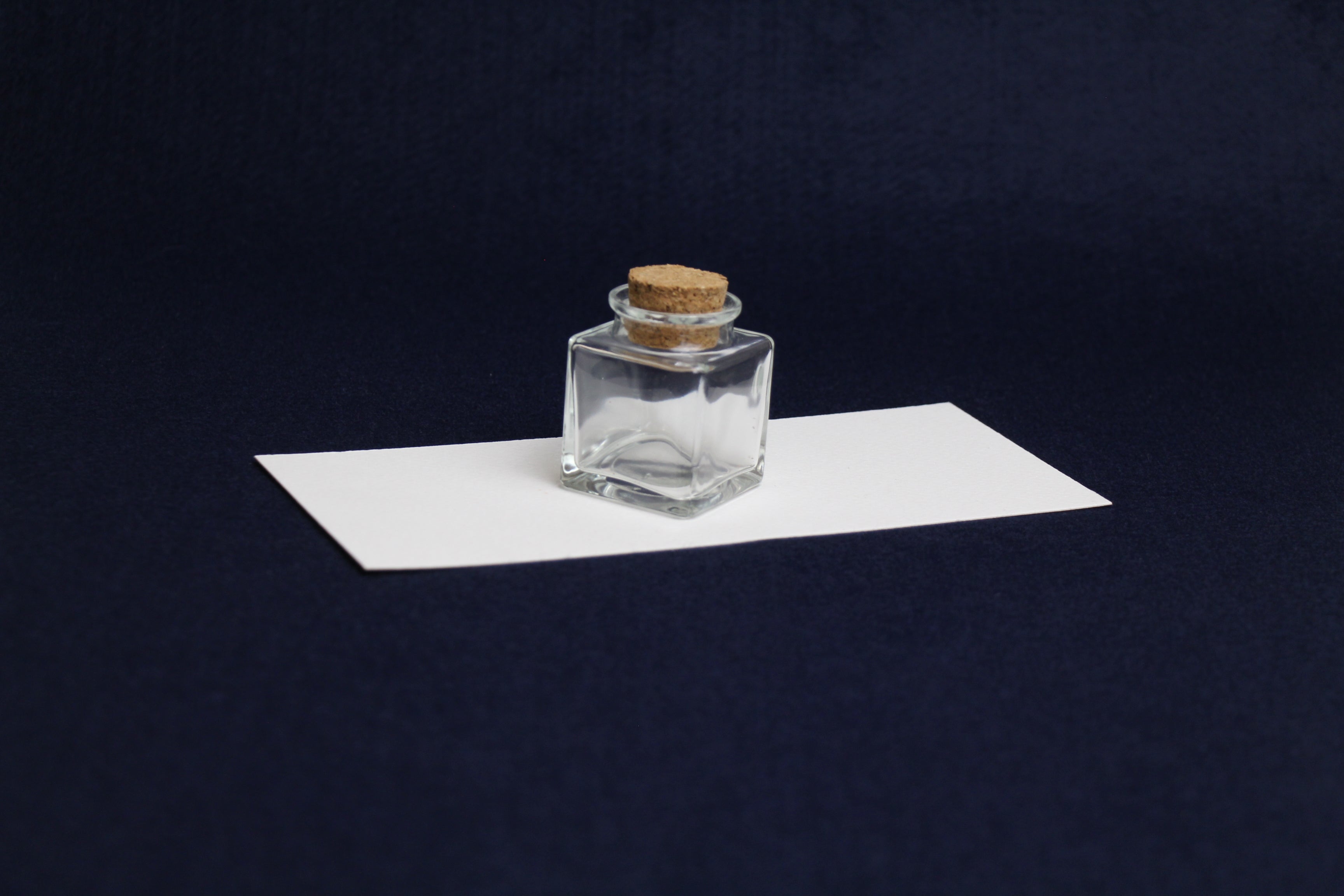 Square glass inkwell with cork stopper