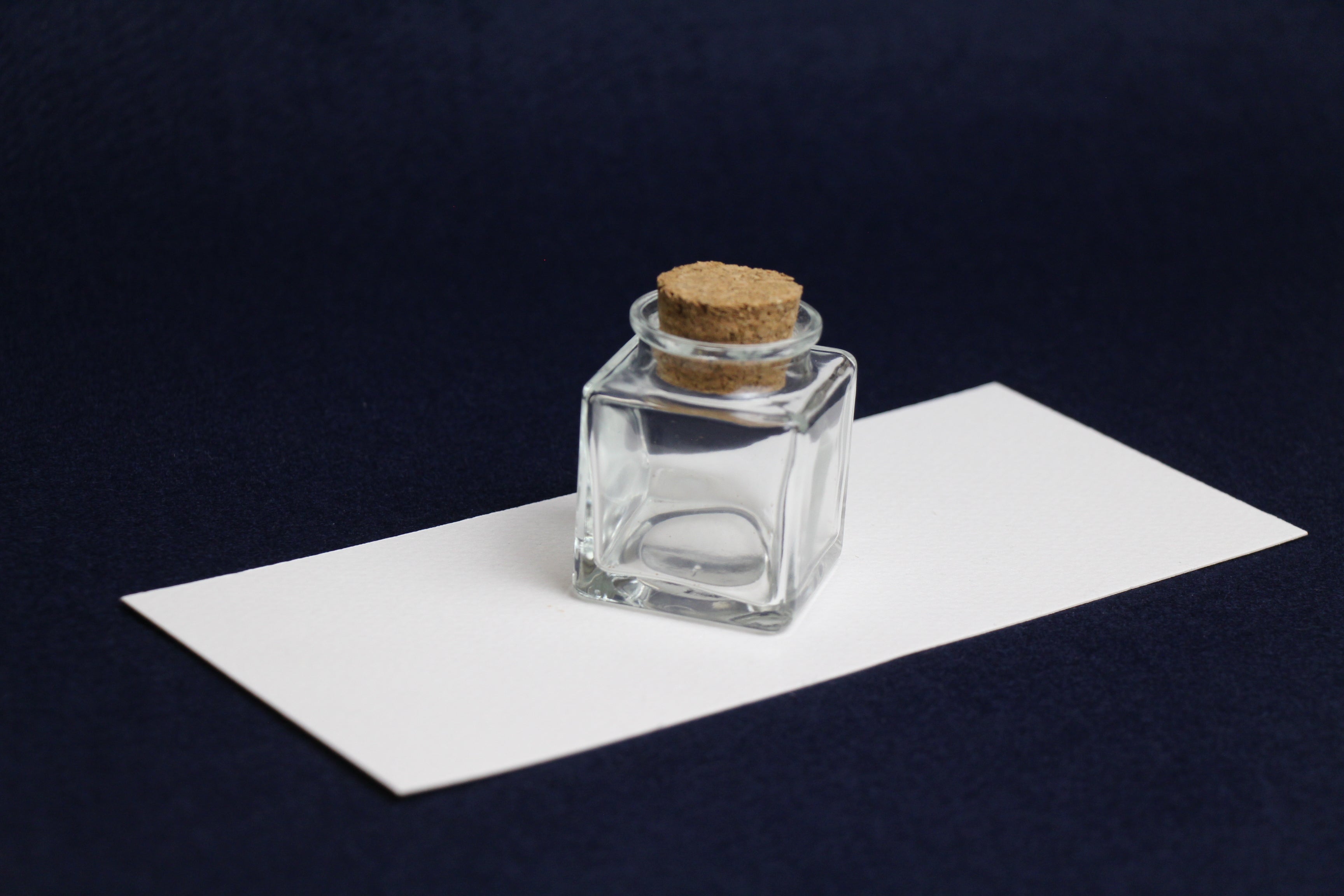Square glass inkwell with cork stopper