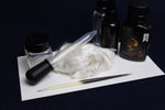 Load image into Gallery viewer, Ink kit: ink, inkwell, likka, rose water, water bottle, porcupine quill, transfer pipette
