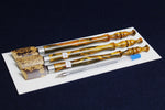 Load image into Gallery viewer, Set of 3 bamboo qalams for Arabic calligraphy: 19 - 21 mm, dip pen with left oblique nib
