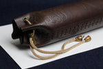Load image into Gallery viewer, Basmallah round qalam case made of faux leather - chocolate brown
