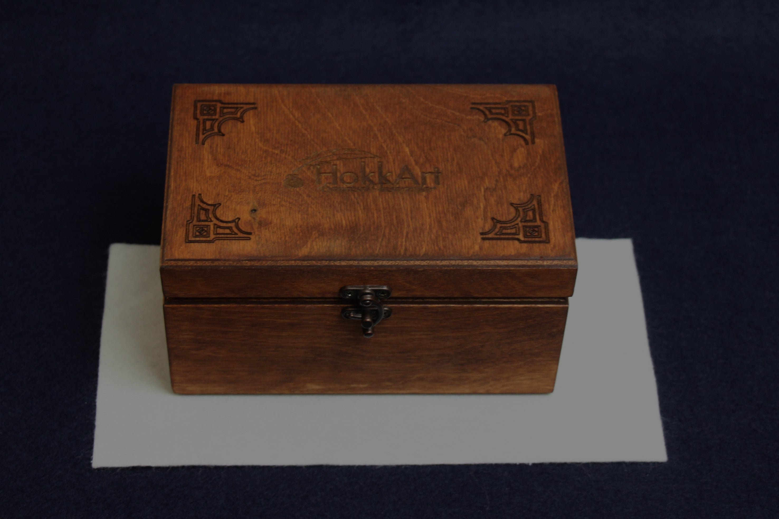 Beautiful hand-turned inkwell in wooden box - latte with cream streaks