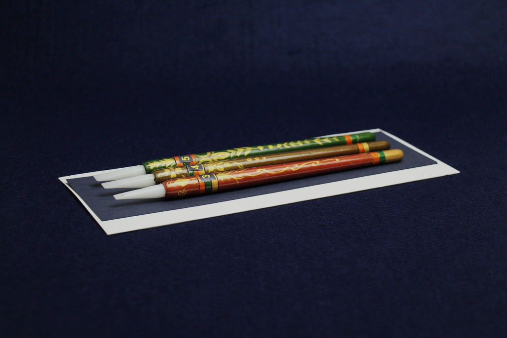 Set of 3 qalam pens with white acrylic left oblique nib and painted handle: 3-5 mm, for Arabic calligraphy