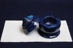 Load image into Gallery viewer, Beautiful hand-turned inkwell in wooden box - navy blue with turquoise streaks
