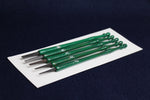 Load image into Gallery viewer, Set of 5 qalams for Arabic calligraphy with ebony nibs: 1 to 5 mm - distressed green handle
