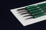 Load image into Gallery viewer, Set of 5 qalams for Arabic calligraphy with ebony nibs: 1 to 5 mm - distressed green handle
