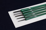 Load image into Gallery viewer, Set of 5 qalams for Arabic calligraphy with ebony nibs: 1 to 5 mm - distressed green handle

