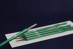 Load image into Gallery viewer, Set of 5 qalams for Arabic calligraphy with ebony nibs: 1 to 5 mm - distressed green handle
