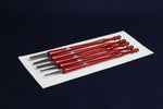 Load image into Gallery viewer, Set of 5 qalams for Arabic calligraphy with ebony nibs: 1 to 5 mm - distressed red handle
