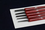 Load image into Gallery viewer, Set of 5 qalams for Arabic calligraphy with ebony nibs: 1 to 5 mm - distressed red handle
