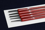 Load image into Gallery viewer, Set of 5 qalams for Arabic calligraphy with ebony nibs: 1 to 5 mm - distressed red handle
