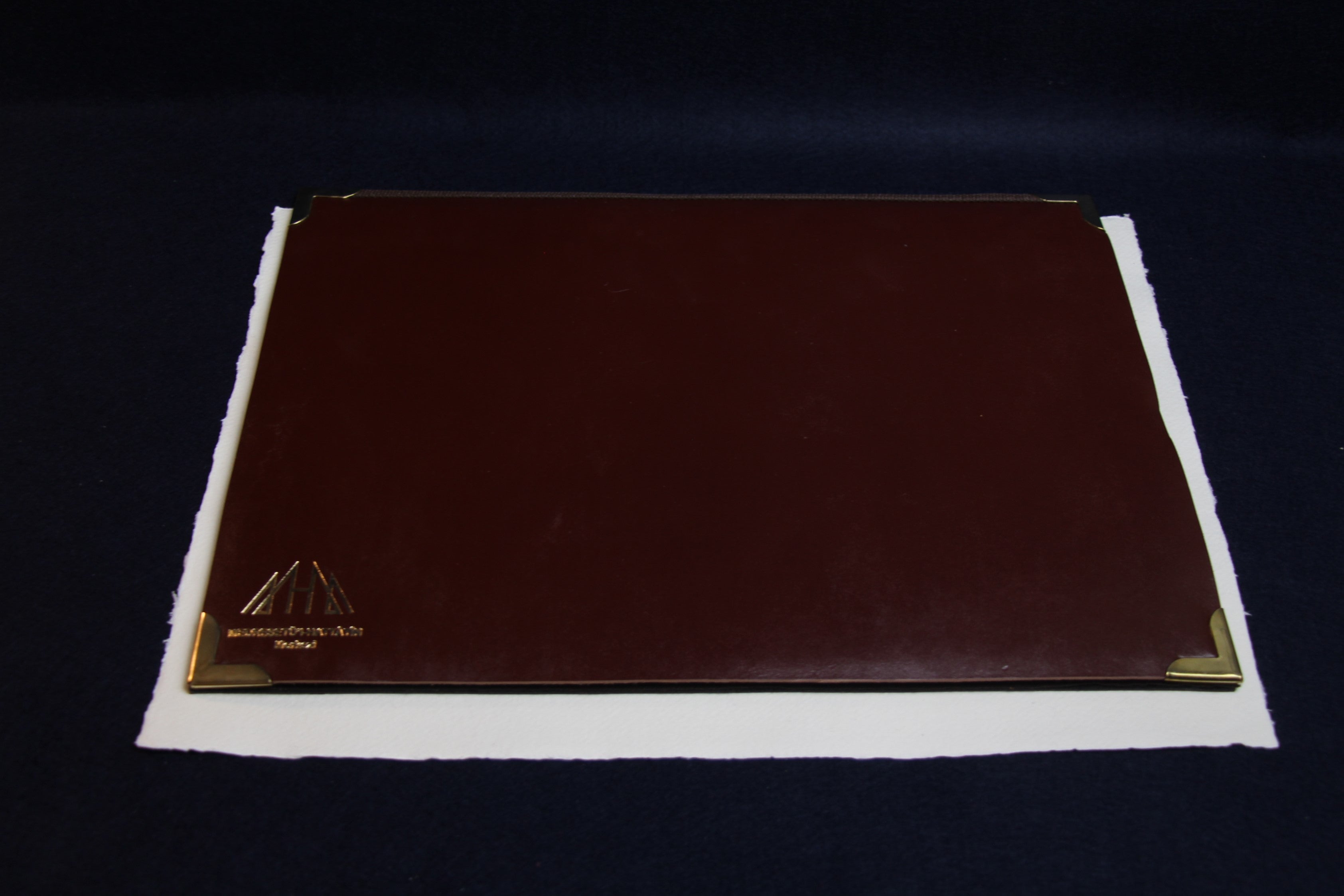 Leather writing mat with back support for Arabic calligraphy - brown