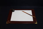 Load image into Gallery viewer, Leather writing mat with back support for Arabic calligraphy - brown
