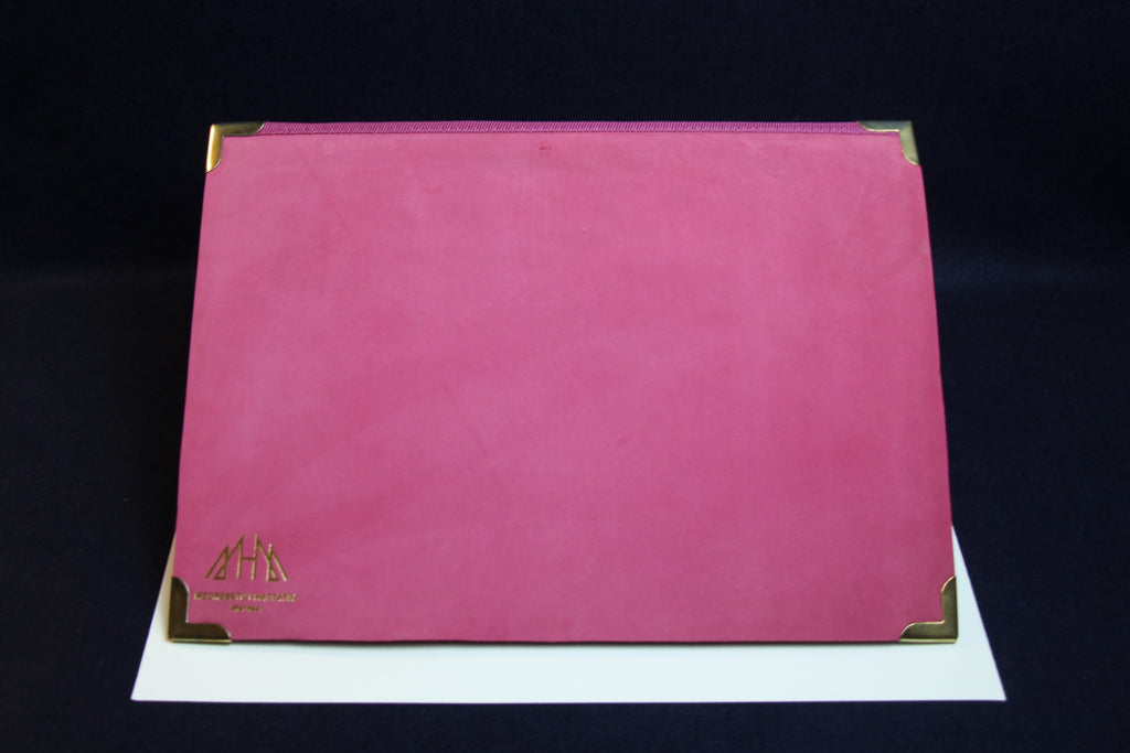 Leather writing mat with back support for Arabic calligraphy - pink