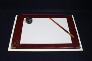 Leather writing mat with back support for Arabic calligraphy - burnt sienna