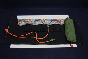 Fabric roll up case for Arabic calligraphy qalam pens  orange