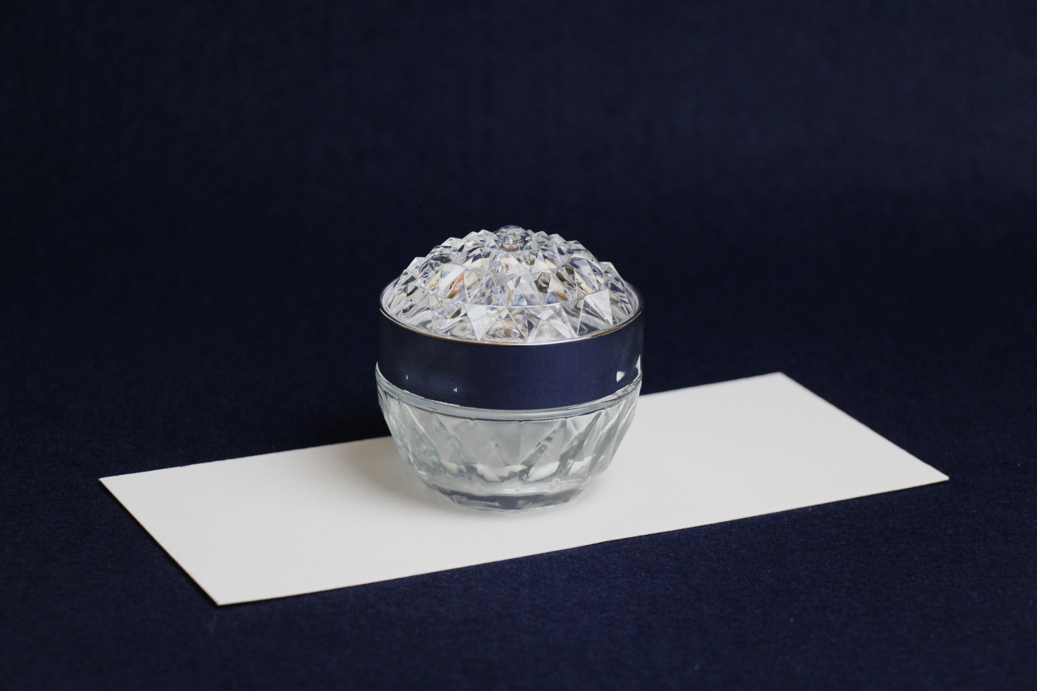 50 ml  glass ink pot with plastic, crystal like lid