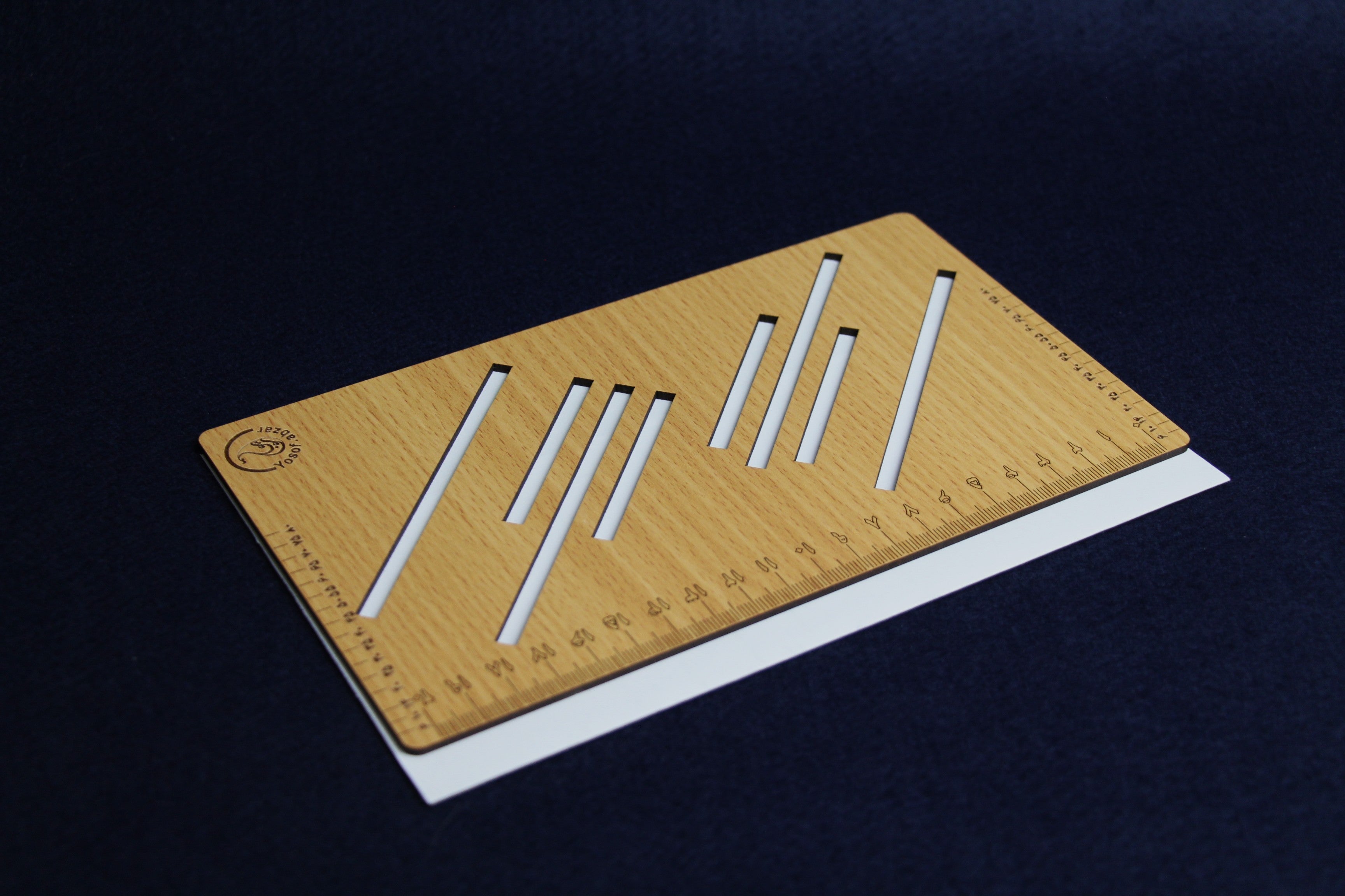 Line stencil with ruler for Nastaliq Chalipa panel, Persian calligraphy