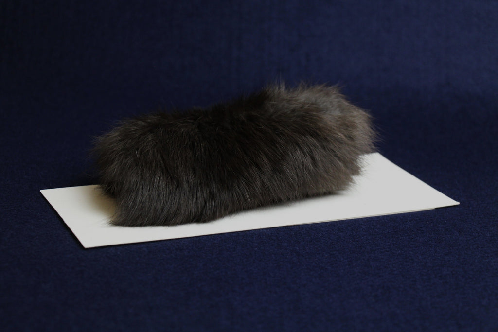 Natural tanned rabbit skin hand pad - dark brown