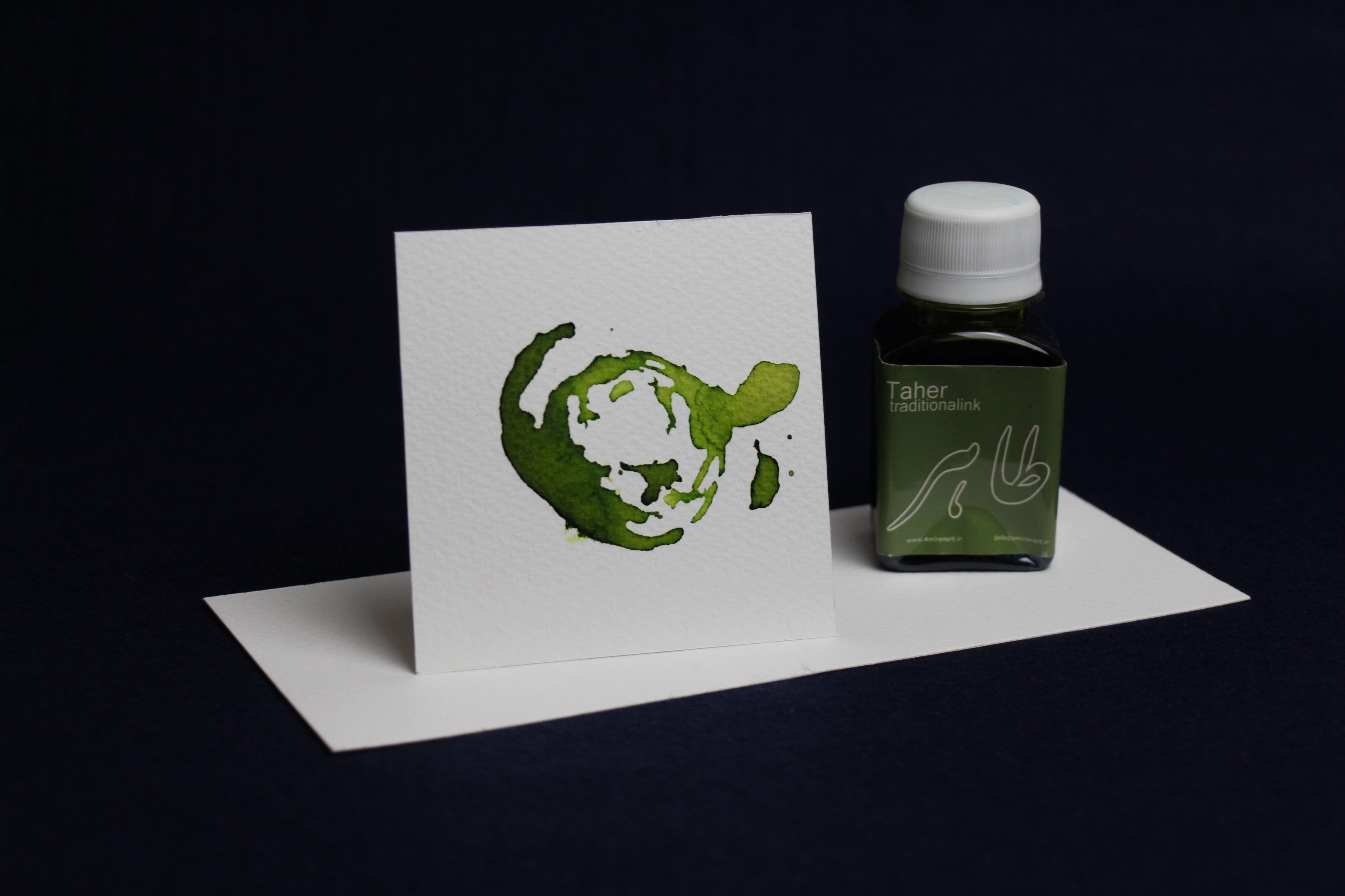 Taher traditional Iranian water-based ink for Arabic and Persian calligraphy olive green