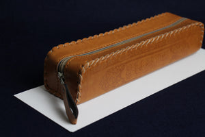 Faux leather case for Arabic calligraphy qalam pens decorated with Arabic calligraphy