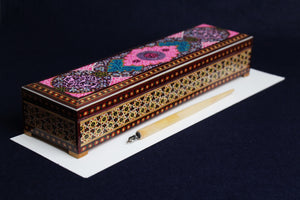 Painted wooden qalamdan  for Arabic calligraphy qalam pens